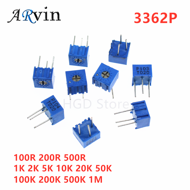 Potentiometer 10K - 10Pcs 3362P Serie Weerstand 101 201