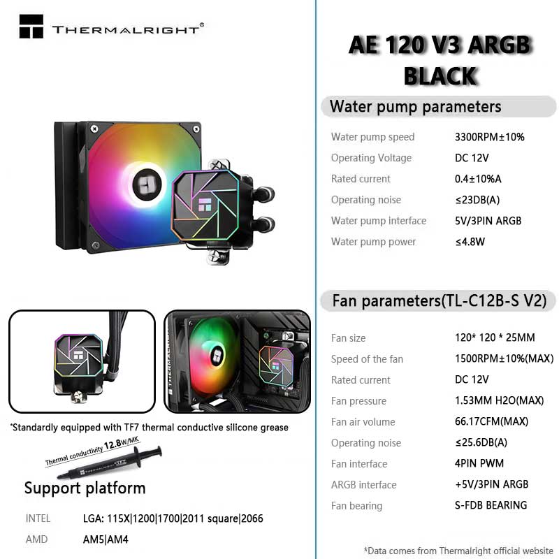 Heatsink Aluminum - Thermalright Aqua Elite 120 V3 Argb